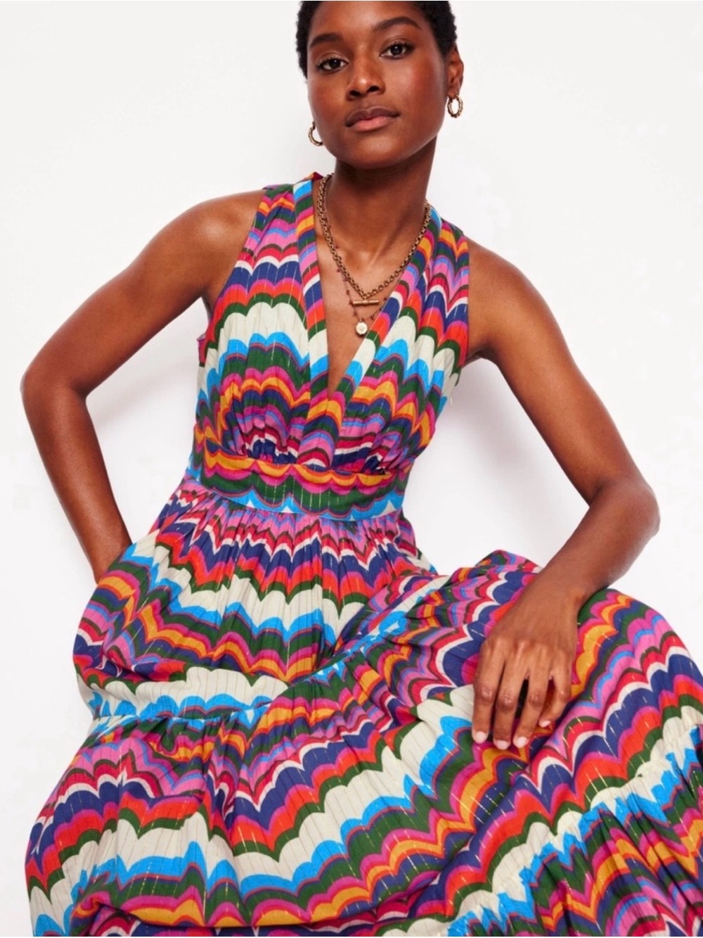 Boden Serena Tie Chevron Maxi Dress - Multicolor - Picture 2 of 10